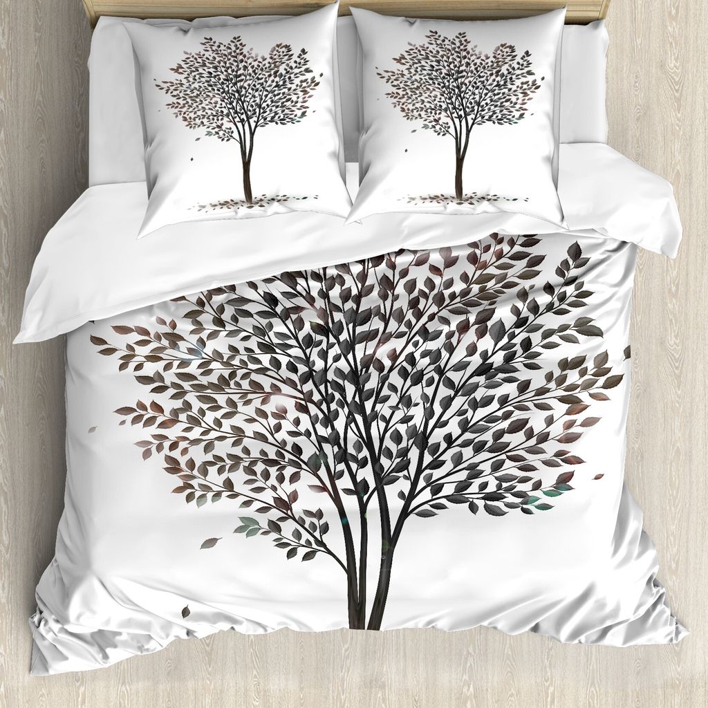 ABAKUHAUS Baum des Lebens Bettbezug, Herbstblätter Solititude, Milbensicher Allergiker geeignet mit Kissenbezügen, 200 cm x 200 cm - 80 x 80 cm, ...