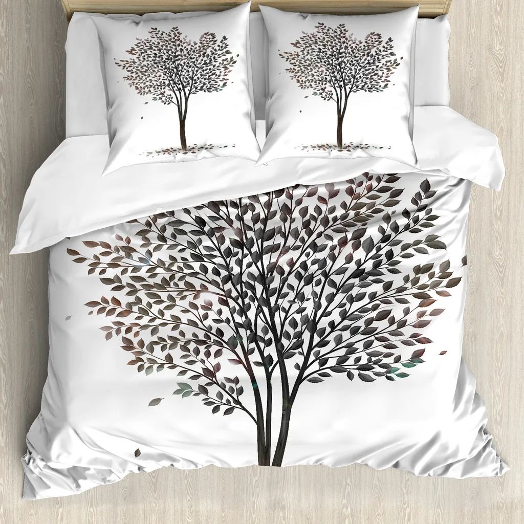 ABAKUHAUS Copripiumino Albero della Vita 155x220 - Set Letto Marrone Bianco