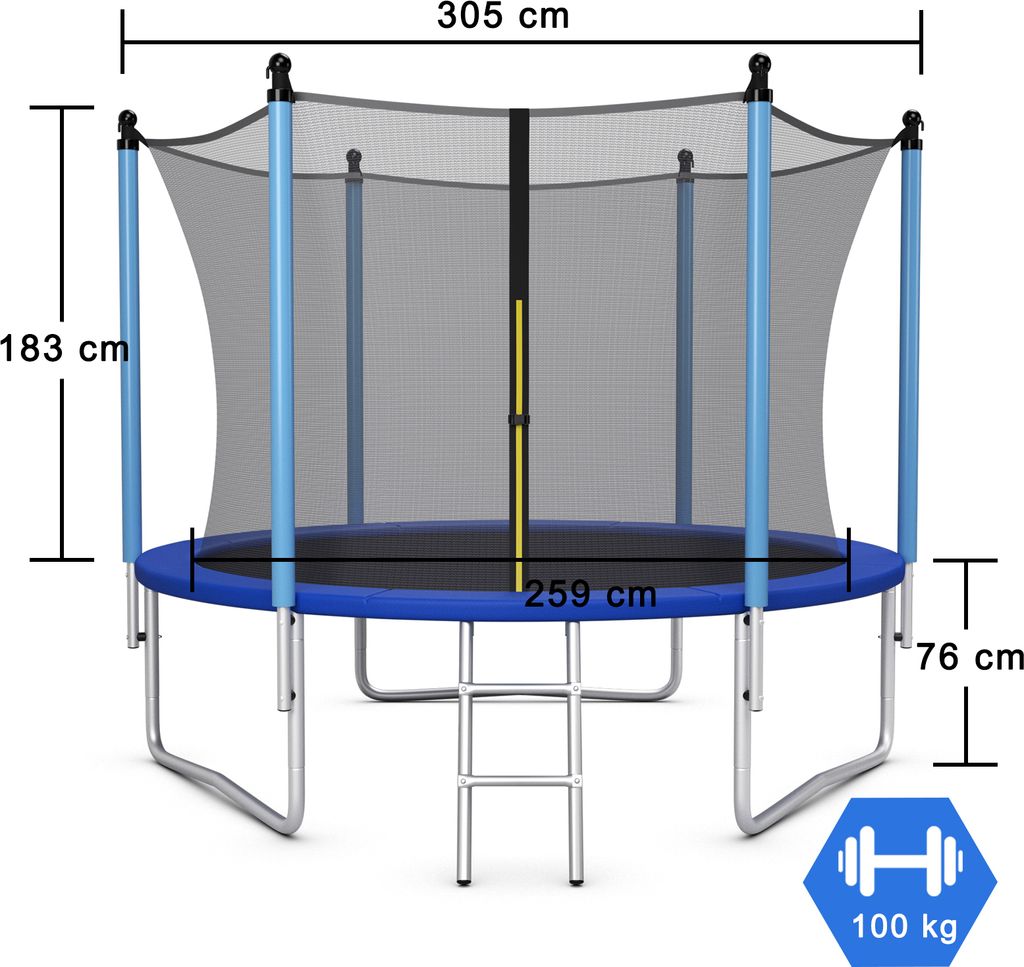 Trampolina ogrodowa COSTWAY φ305cm z drabinką, matą do Zdjęcie produktu 6