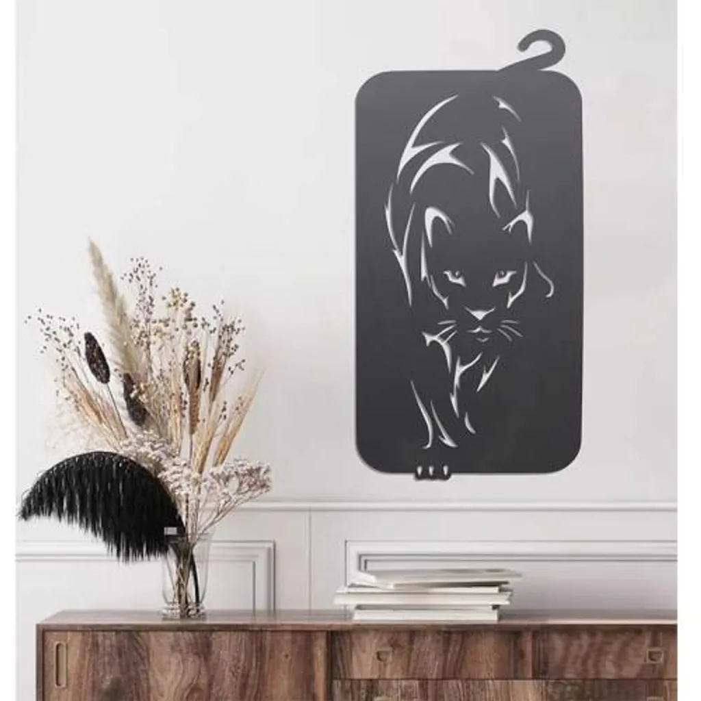 Décoration Murale Métal Panthère Beaux Arts - Silhouette Design Noir Mat