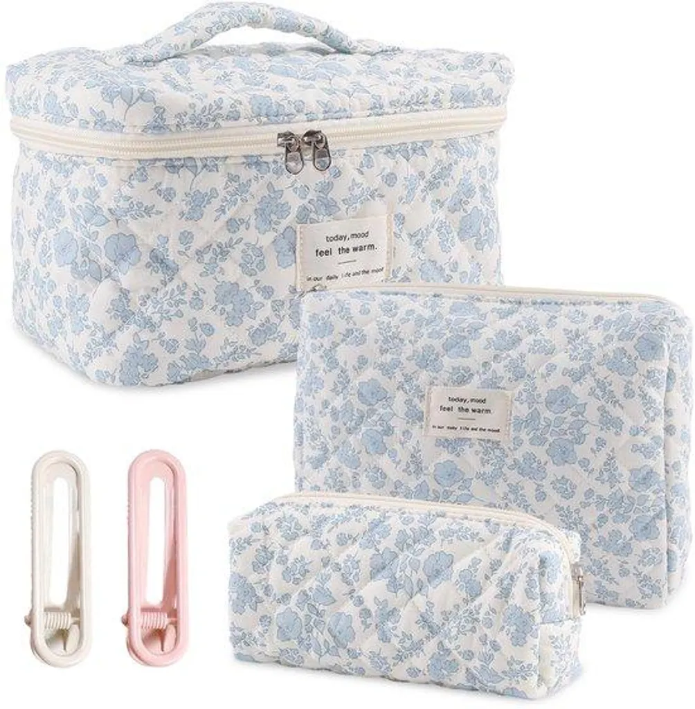 Trousse de toilette voyage à fleurs avec poignée pour femme active