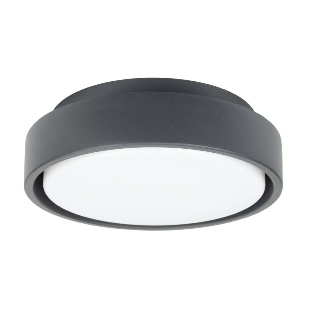 Solution éclairage extérieur IP65 : plafonnier LED 18W rond gris robuste