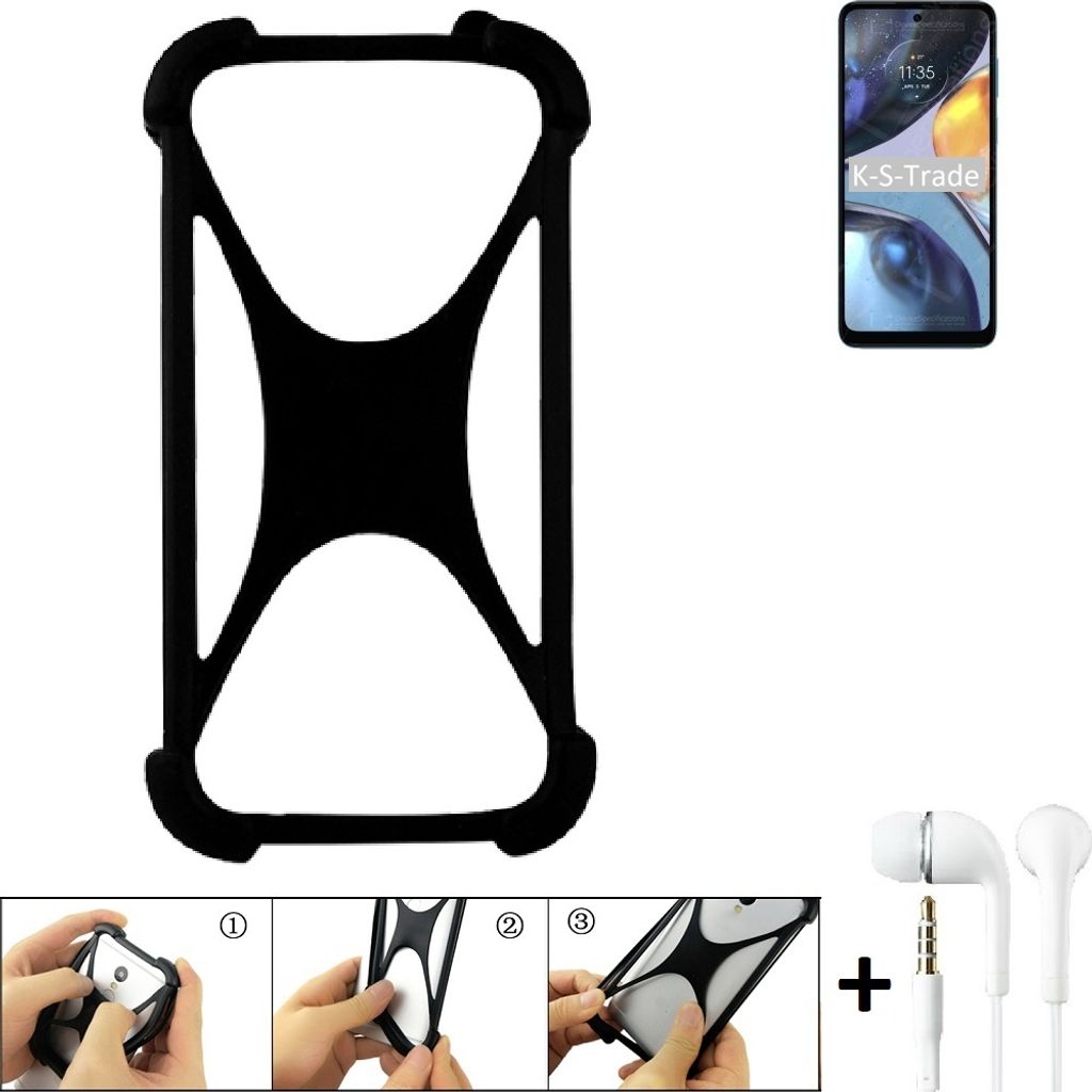 K-S-Trade Handy-Hülle + headphones kompatibel mit Motorola Moto G22 Schutz-Hülle Bumper Silikon Cover Case Silikoncase Silikonbumper TPU Softcase