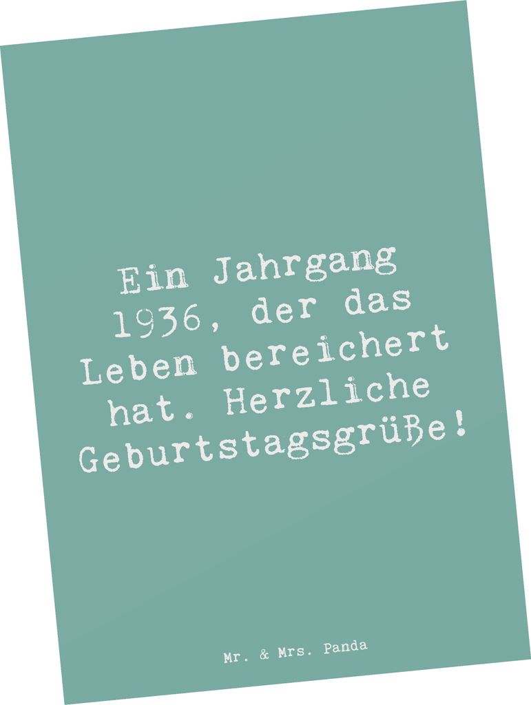 Mr. & Mrs. Panda Postkarte Spruch 1936 Geburtstag - Meeresbrise - Geschenk, Ansichtskarten, geboren, Postkarten, bildkarte, einzigartiger Jahrgang,...