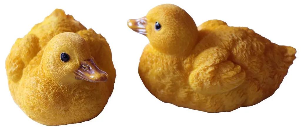 Lot de 2 Figurines Canards Nageurs Jaunes en Résine - 11,5 x 7 x 6 cm