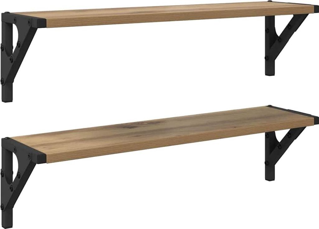 Wandregale 2 pcs Artisan-Eiche 60 x 15 x 15,5 cm Holzwerkstoff