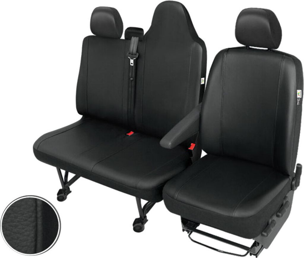 Nissan NV400 Kunstleder Sitzbezüge Sitzschoner Set Fahrersitz + Doppelbank mit geteilte Sitzfläche und Rückenlehn