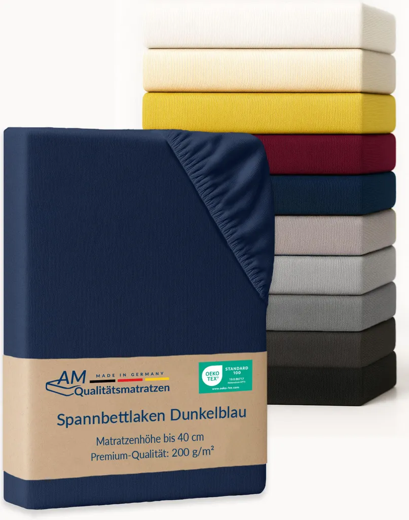 Lenzuolo Sotto con Angoli 80x210 Cotone Jersey OEKO-TEX Blu Scuro