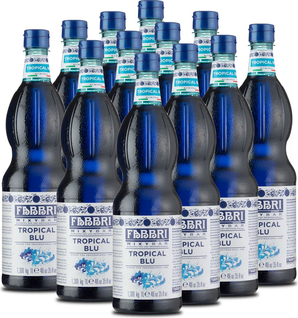 Food-United MIXYBAR-TROPICALBLU-FABBRI Sirup-Mix 12x1L PET-Flasche - Sciroppo Blu Tropicale Italien - ohne Aroma- Farb- & Konservierungsmittel geei...
