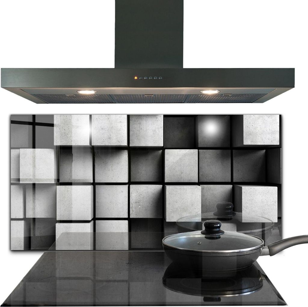 Spritzschutz aus Glas Küchenrückwand - Wandschutz für Herd und Spüle - 120x60 cm - Monochrome Würfel