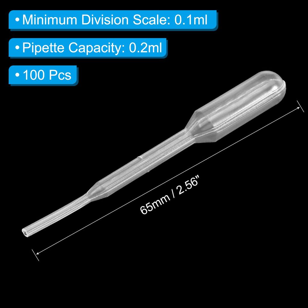 100 Stš¹ck Kunststoff Transfer Pipettes 0.2ml LDPE Polyethylen Plastik Pipette fš¹r š¹bertragung Flš¹ssigkeit fš¹r Labor Chemie Klar