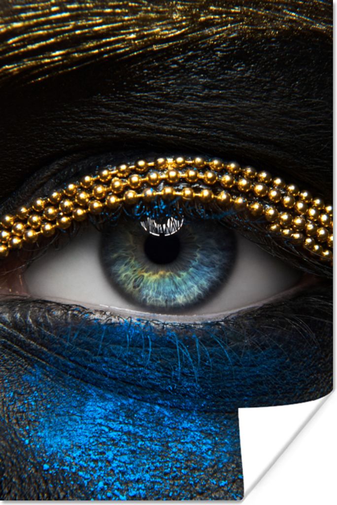 MuchoWow Poster Frau - Augen - Make-up - Luxus - Gold 80x120 cm - Papierdruck