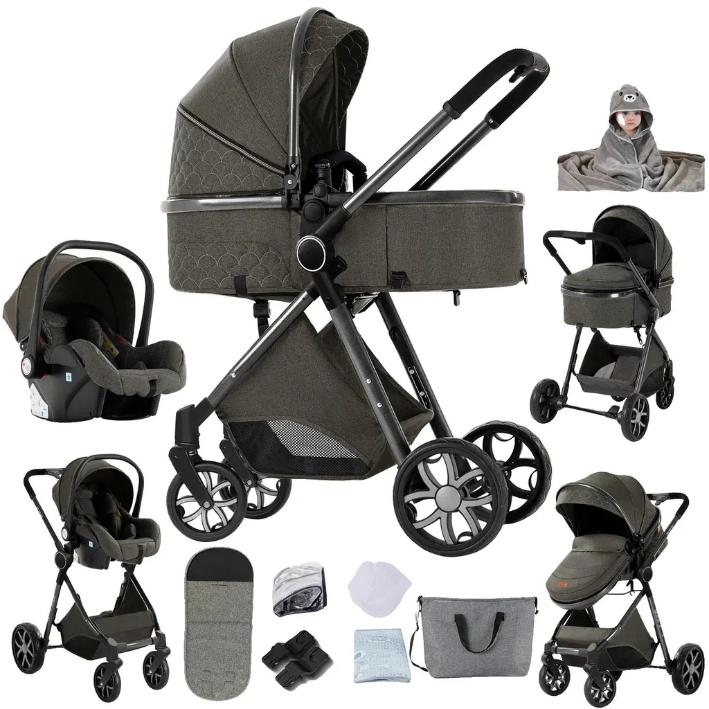 Poussette pliable tout-terrain série X7 Gris Foncé avec pneus larges
