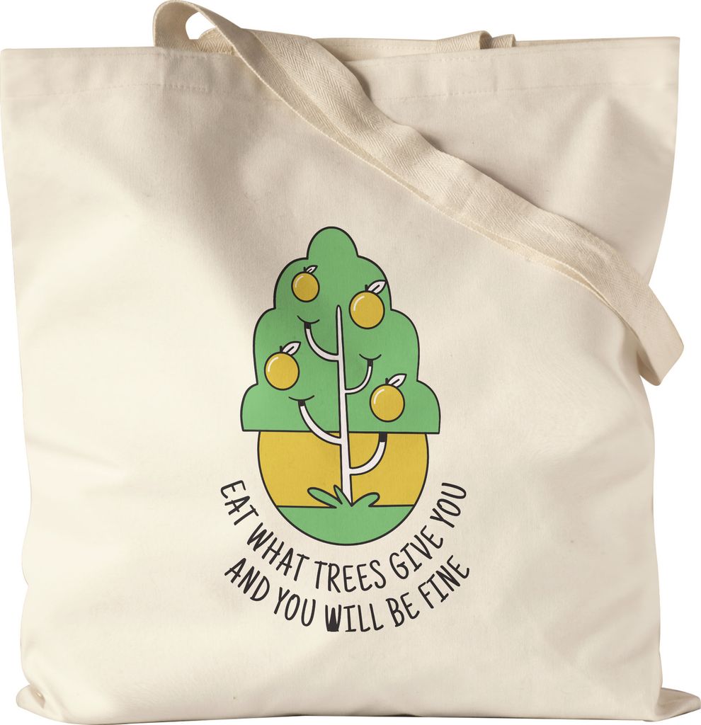 Eat What Trees Give You Jutebeutel Stoffbeutel Canvas Vegan Vegetarier Plant-Based Geschenkidee Apple A Day Motiv