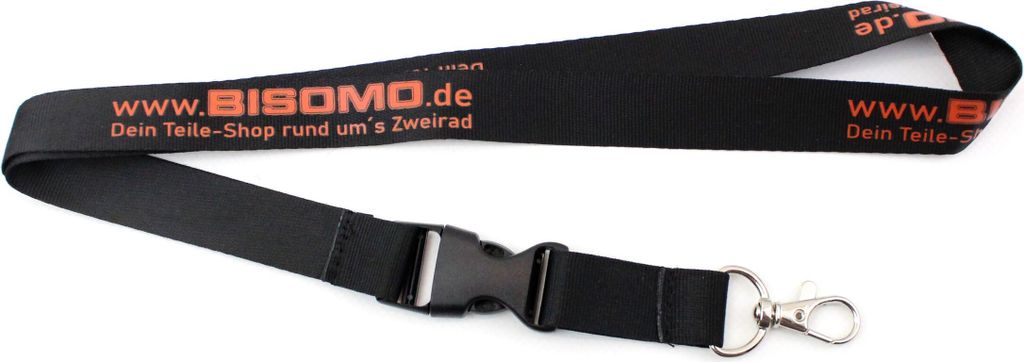Bisomo Schlüsselband, Lanyard - Schwarz, Orange mit Clip Produktbild 