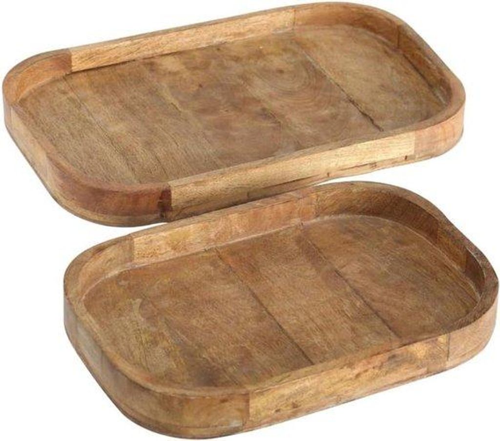 Servierschale aus Mangoholz 25-30 cm - Holzschalen Dekoration - dekorative Holzrillenschale