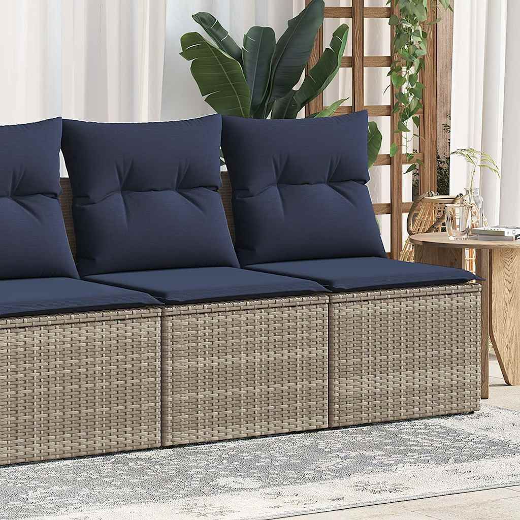 Möbel 2-tlg. Garten-Sofagarnitur mit Kissen Grau Poly Rattan Akazie - Gartenmöbelgarnituren 3325247