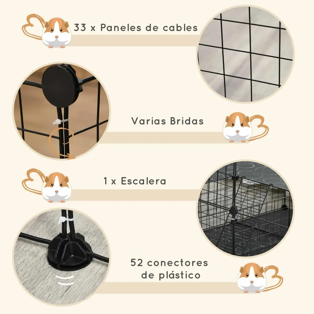 Cage Parc Modulable pour Lapins et Rongeurs - Structure Acier Robuste