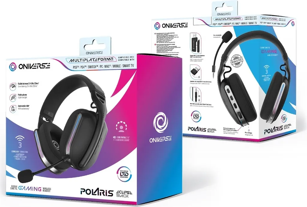 Casque de jeu sans fil Oniverse Polaris Eclipse Black Multiplateforme - 5