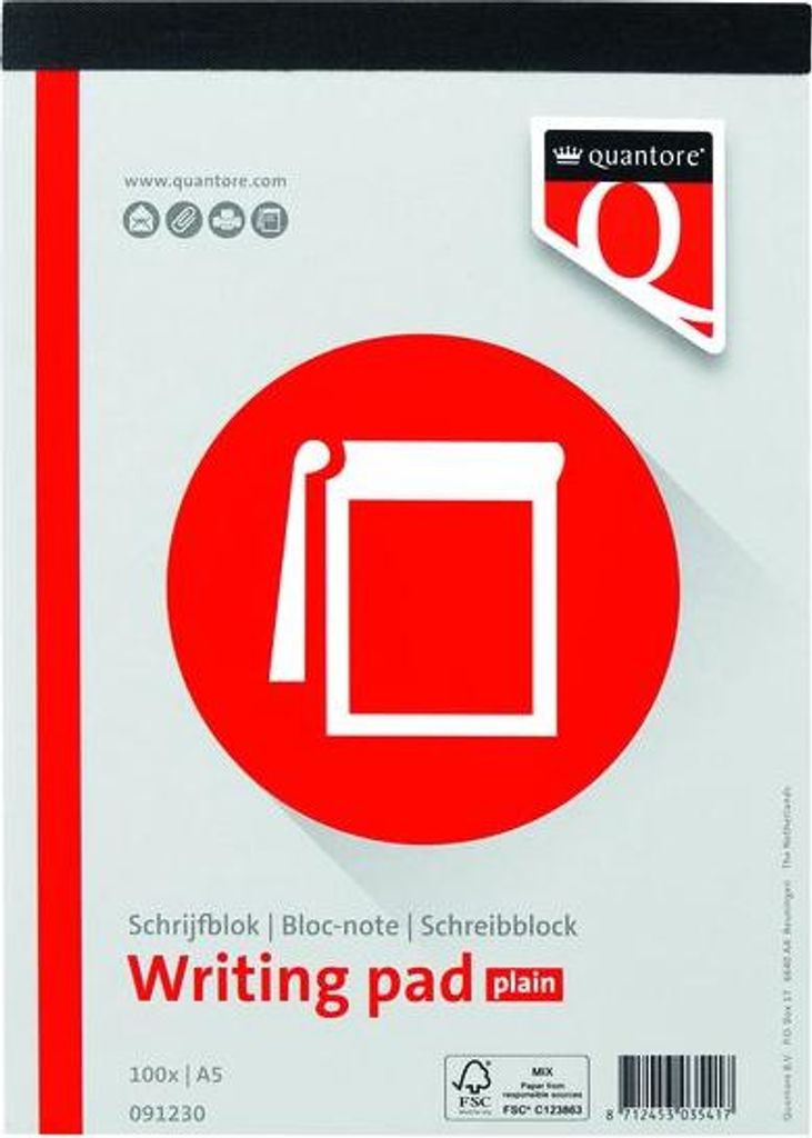 Quantore - Schreibblock A5 blanko 100 Blatt 60 gr