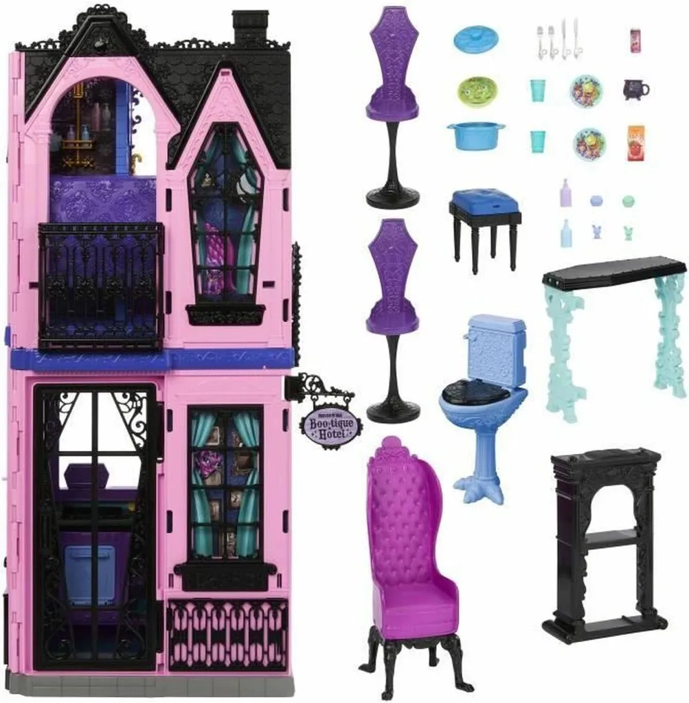 Grande maison Monster High équipée de 27 meubles et 4 zones de jeu