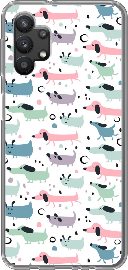 MuchoWow Handyhülle Schutzhülle Hülle für Telefoonhoesje Samsung Galaxy A32 5G Muster - Hund - Zeichnung - Jungen - Mädchen - Kinder - Kinde...