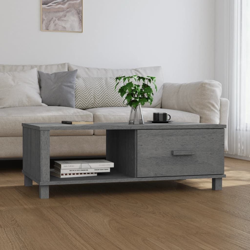 "Rabatt" Couchtisch modern - Wohnzimmertisch - Einfache Montage - HAMAR Dunkelgrau 100x55x35 cm Massivholz Kiefer - Kaffeetisch CC14007