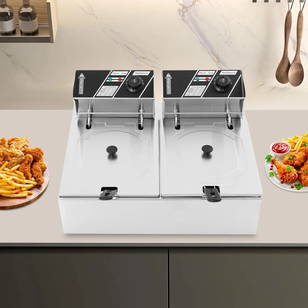 Friteuse électrique double 12L pour frites et snacks croustillants - 4