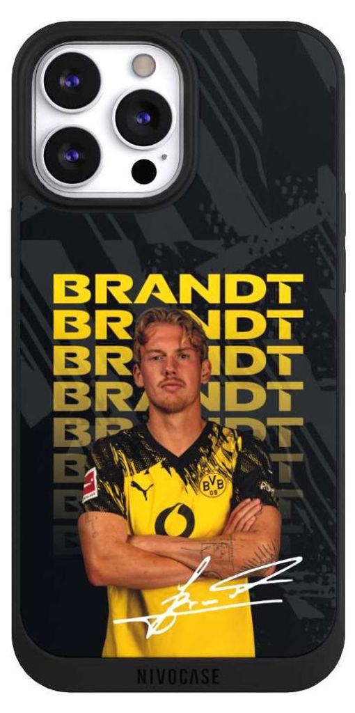 NIVOCASE Handyhülle für Apple iPhone 13 Pro Max Hülle NIVOpure Case Schwarz BVB Borussia Dortmund Julian Brandt