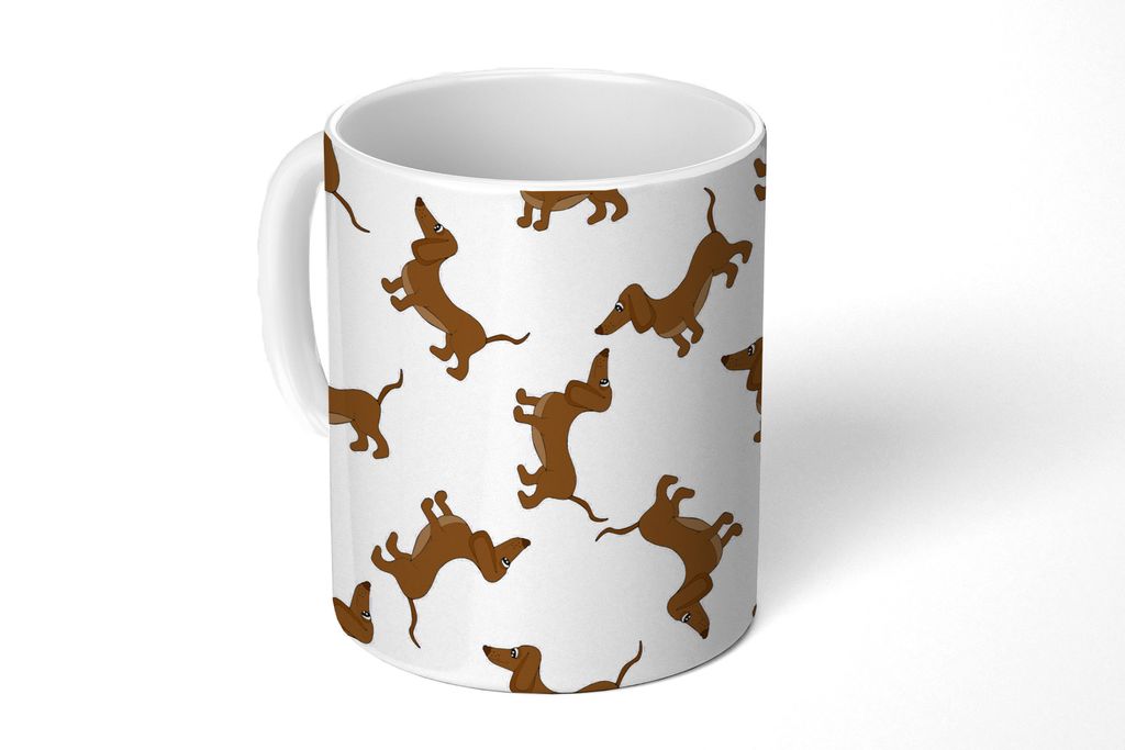 KitchenYeah Tasse Kaffeetasse Kaffeebecher 350 ml Muster - Hund - Dackel - Jungen - Mädchen - Kinder - Kinder Teetasse - Fototasse - Becher - Ke...