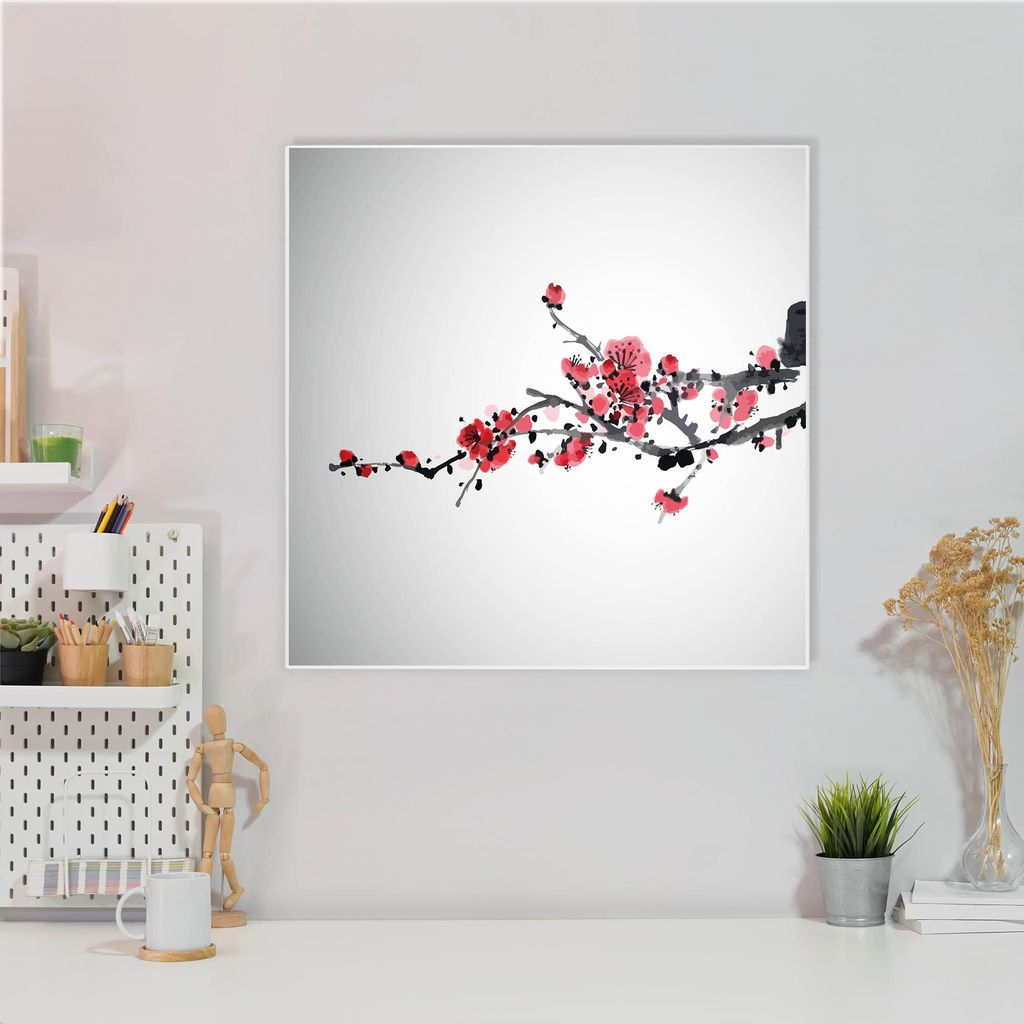 Design Stahlmagnettafel Quadratisch 50x50cm Japanische Blüten 2
