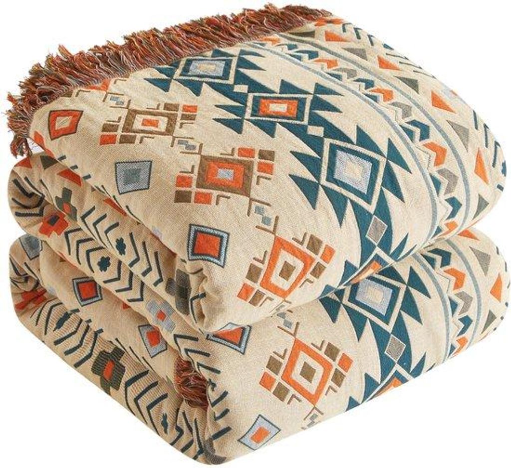Kuschelige katoenen Mousseline-Sprei 200x230cm, ideal für Wohnzimmer und Schlafzimmer, beigebraun
