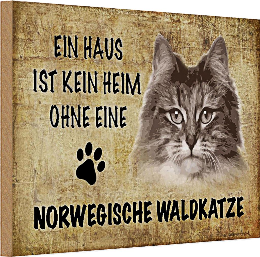 Holzschild Spruch 30x20cm Norvegische Waldkatze Katze