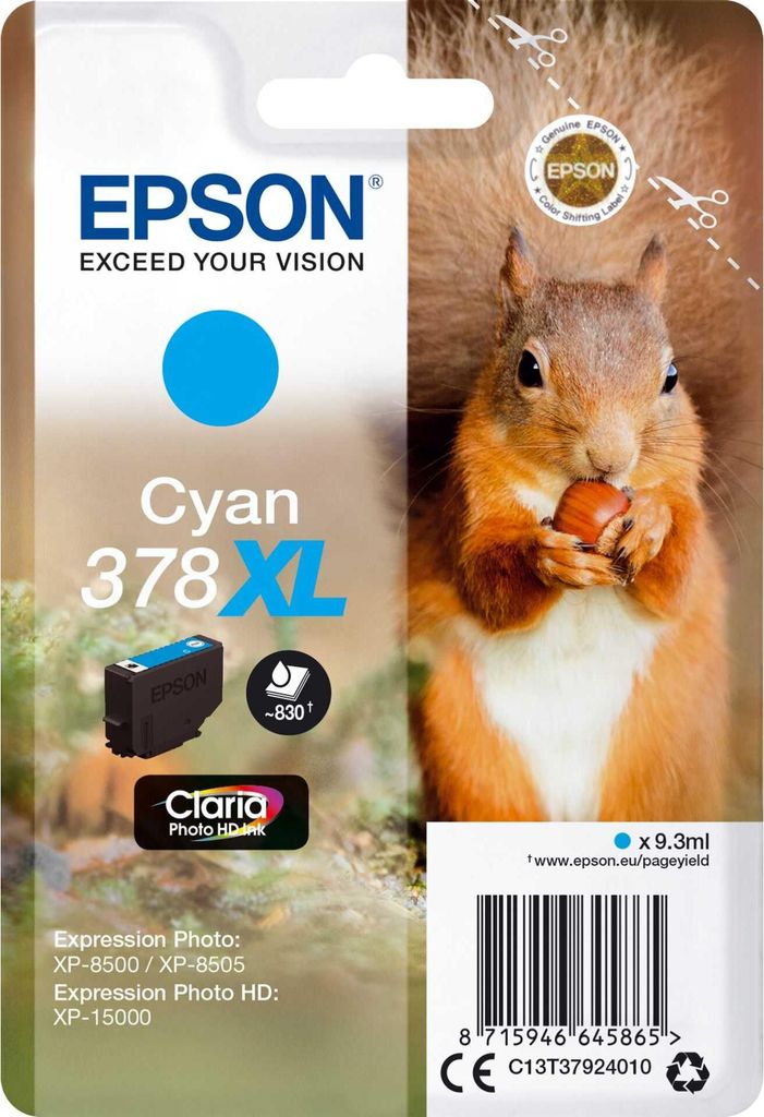Epson C13T37924010 Epson Tintenpatrone cyan Claria Photo HD Productafbeelding 