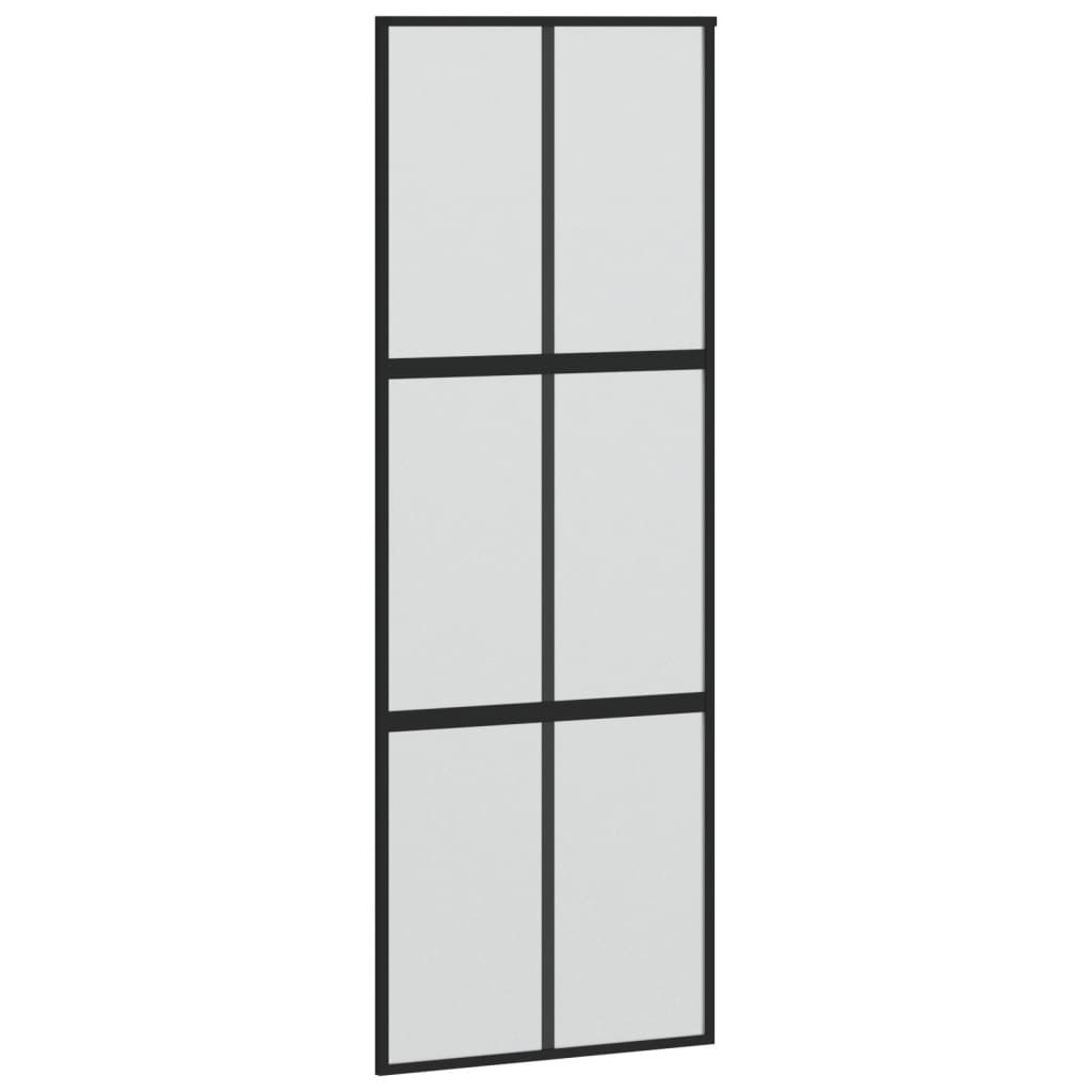 vidaXL Posuvné dvere čierne 90x205 cm z tvrdeného skla a Obrázok produktu 