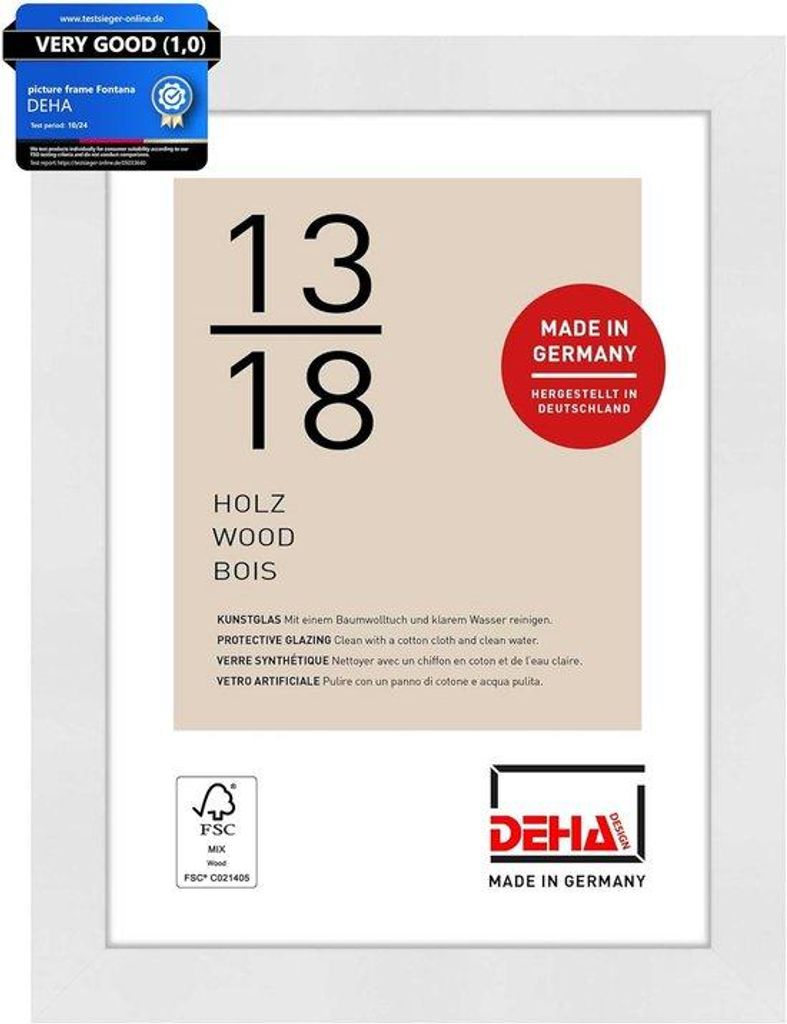 Hol- Fotoframing - 13x18 cm - Weiß - für Porträts