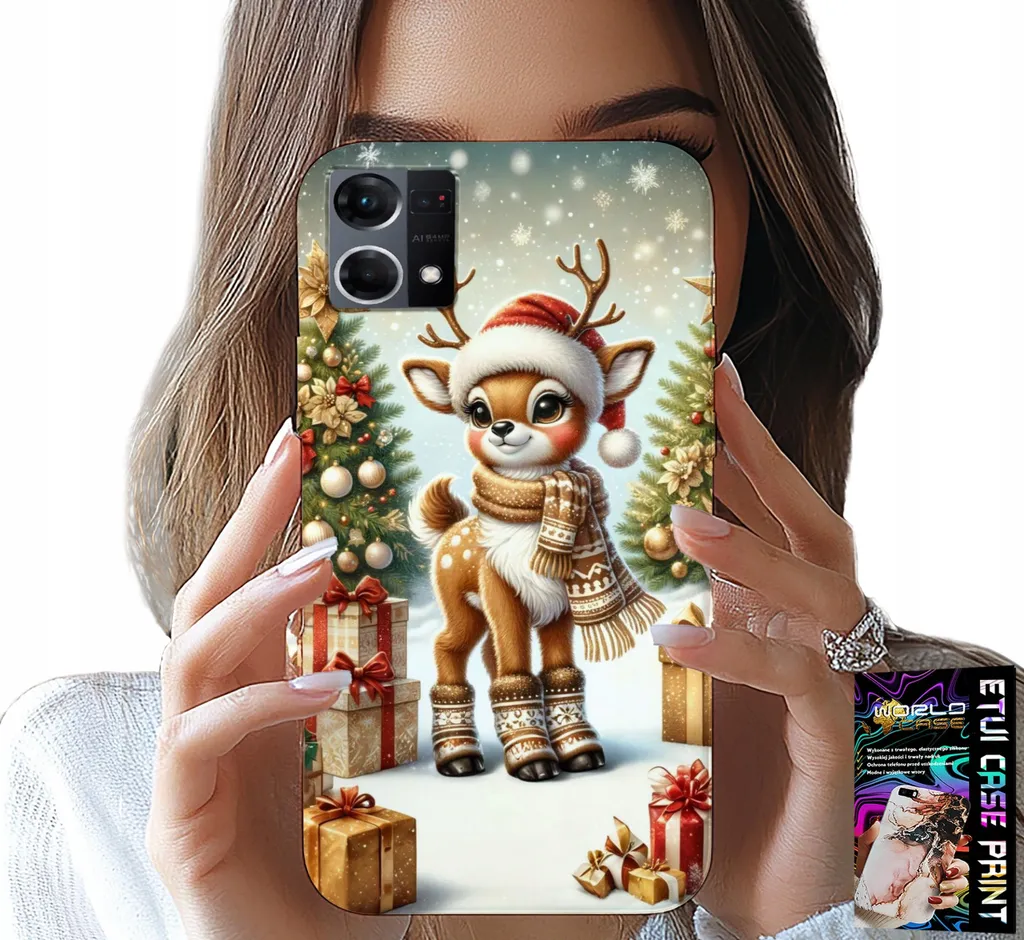 Cover Natalizia Oppo Reno7 4G Renna + Vetro: Look Xmas per Smartphone