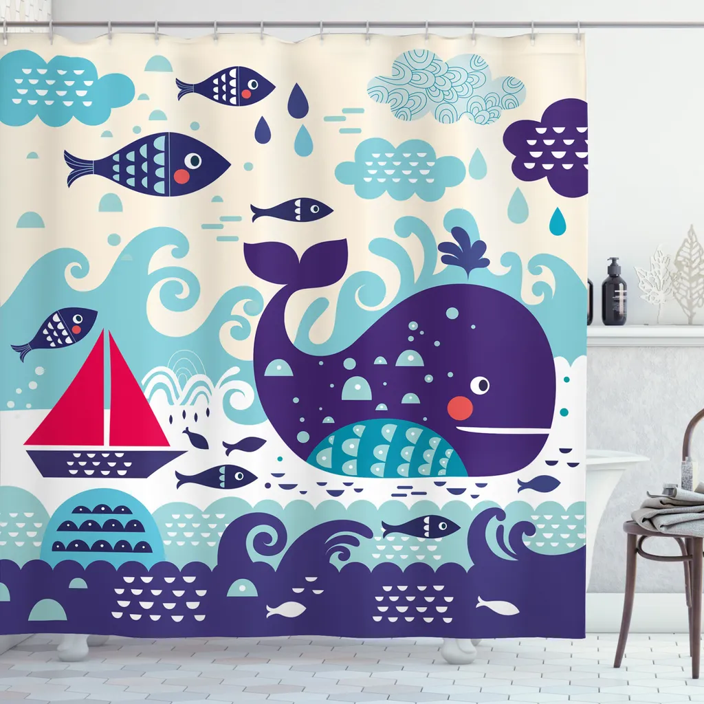 Tenda Da Doccia Con Tartaruga Marina / Design Vibrante Con