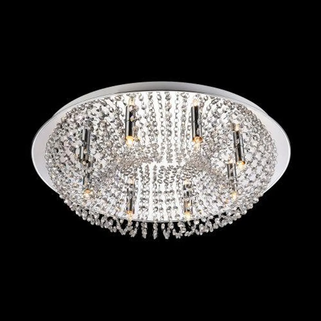 Plafonnier Dimmable RHODIA 8xG9 en Acier Chrome Finition Miroir 600x600 mm