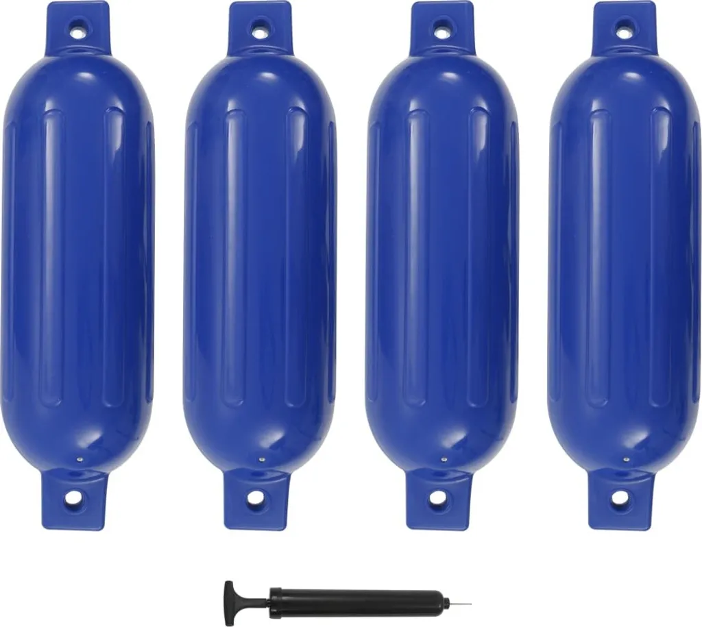 Lot de 4 Pare-battages Bleu 51x14 cm PVC - Protection Bateau Haute Qualité