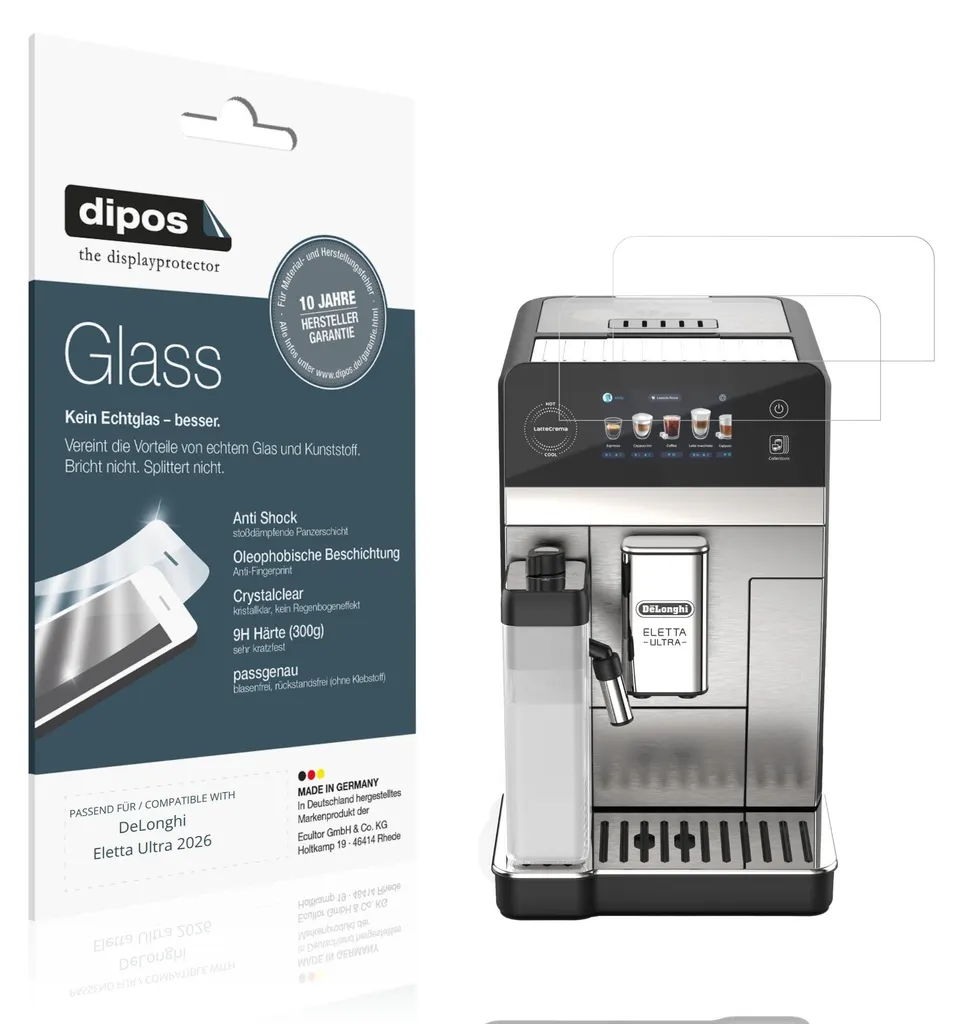 Vitre de protection 9H ultra résistante pour machine DeLonghi Eletta 2026