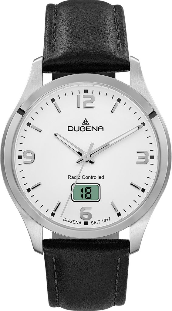 Dugena Herren-Armbanduhr 4460861 Tresor Funk, Edelstahl, Lederarmband, 10 bar