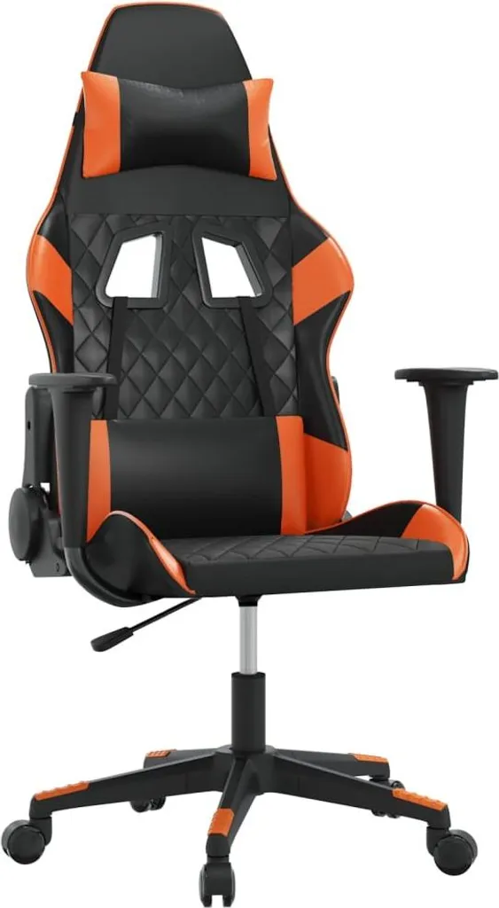 Sedia da gioco in ecopelle nera e arancione