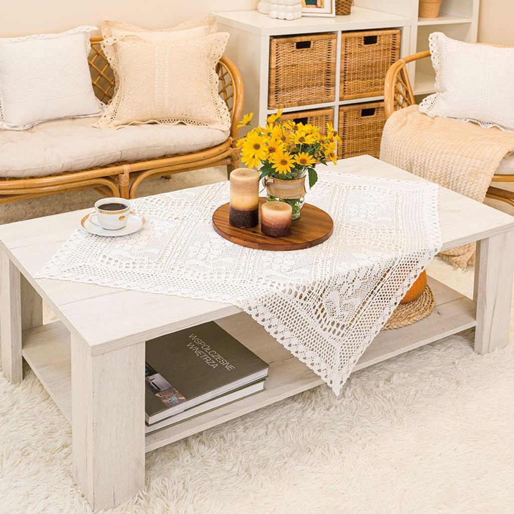 Tischdecke, Häkeltischdecke, durchbrochen, Iness 85x85 Weiß