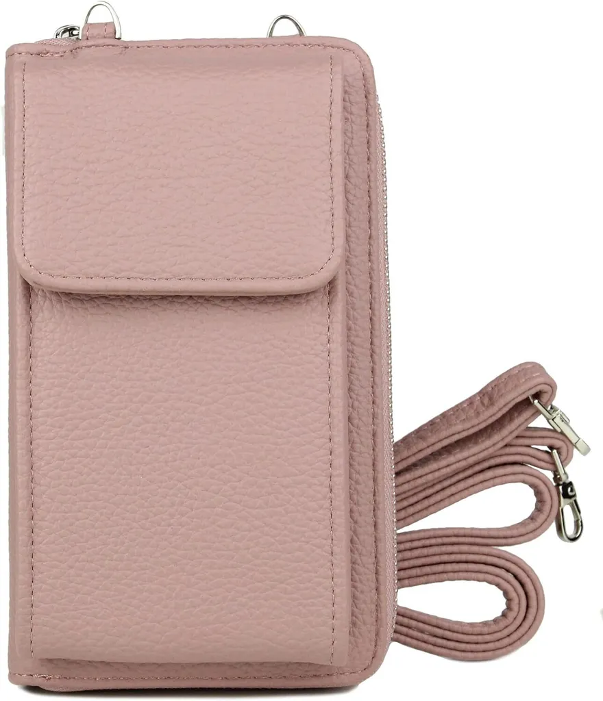 KUKOO Borsa A Tracolla Piccola Donna In Pelle PU Rosa - Portafoglio Portacellulare Con Slot Per Carte E Tracolla Regolabile - 6