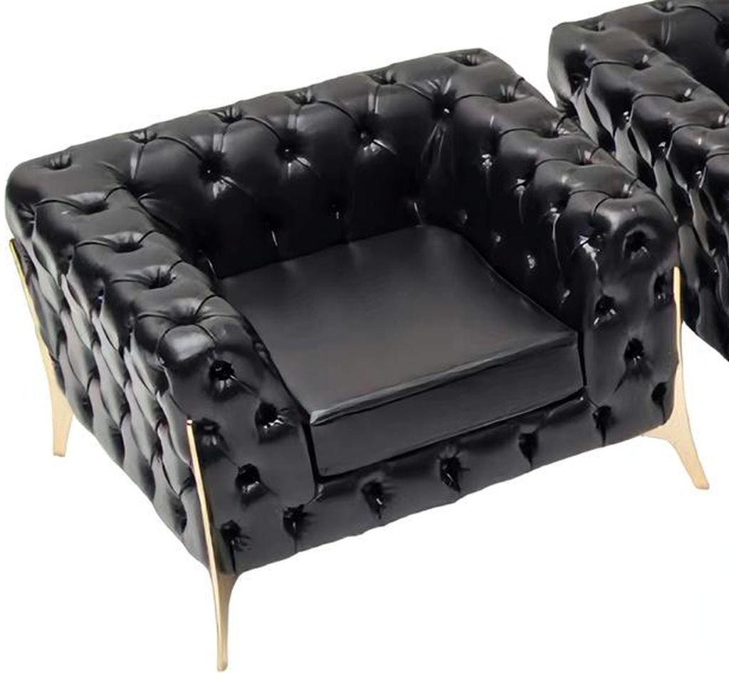 Chesterfield Relax Sessel Schwarz Zeitlos Polster Couch Wohnzimmer Arbeitszimmer