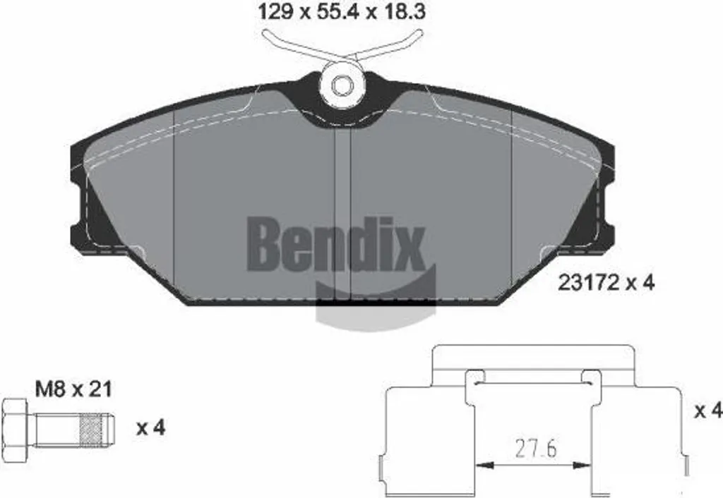 Plaquettes de Frein sans Bruit Bendix BPD1127 pour Clio et Megane OE
