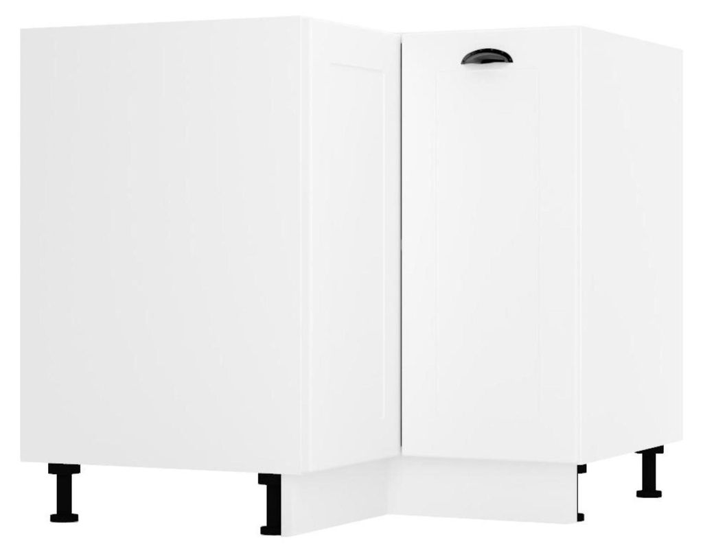 Küchenunterschrank 87 cm - Weiß - Eckküchenschrank - ohne Arbeitsplatte - Soft-Close-System