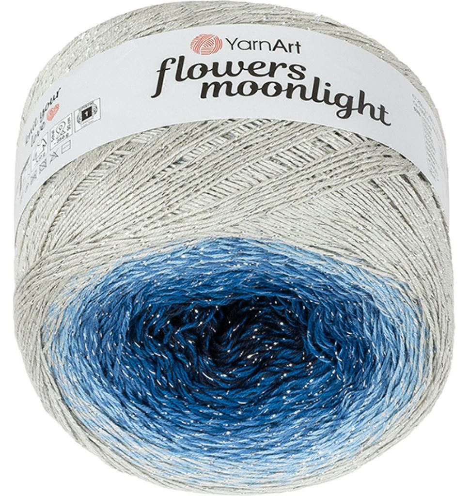 Garn „Flowers Moonlight“ – 260 g, 1000 m – Grau, Blau Produktbild 
