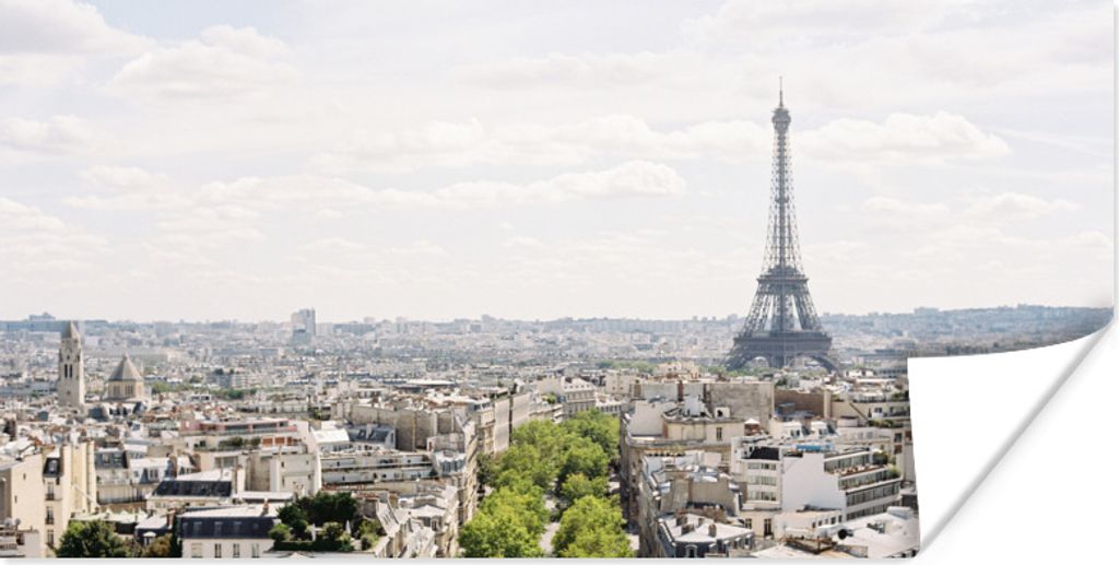 MuchoWow Poster Skyline von Paris 40x20 cm - Poster für die Wand - Poster Schlafzimmer